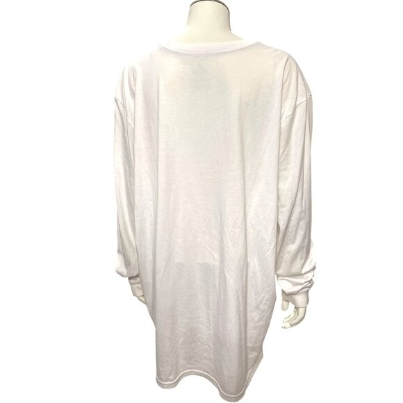 Adidas White Long Sleeve Shirt 2XL Blue Logo Street Style Athletic Tee Top - Picture 4 of 8